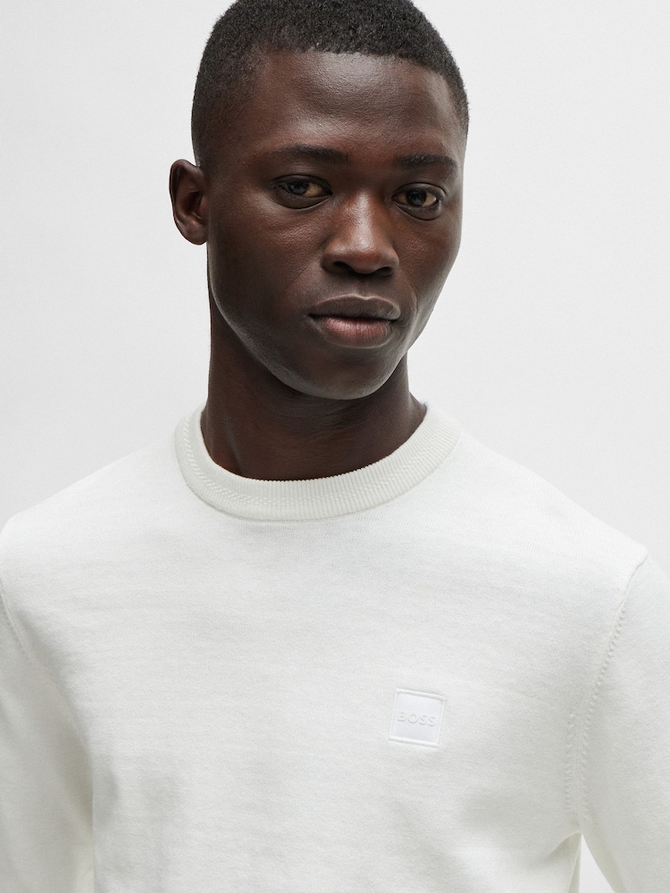 BOSS Cream Cashmere Blend Logo Patch Jumper - Image 2 of 4 BOSS Cream Cashmere Blend Logo Patch Jumper - Image 2 of 4
