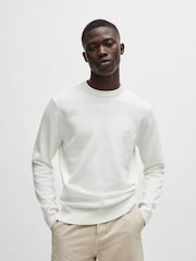 BOSS Cream Cashmere Blend Logo Patch Jumper - Image 3 of 4