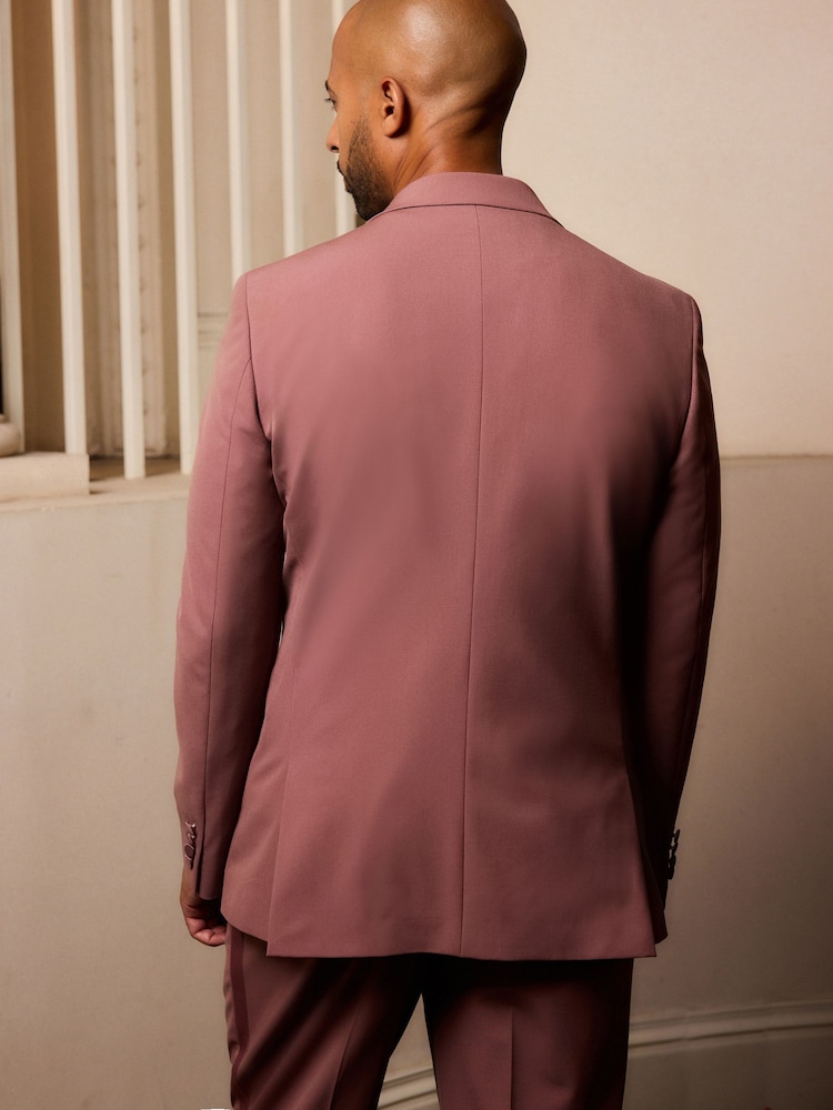 Pink Slim Fit Tuxedo Suit Jacket - Image 3 of 11