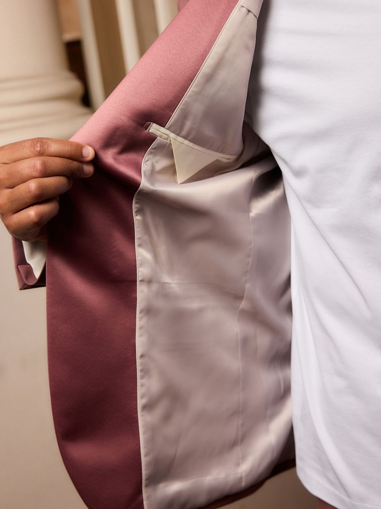 Pink Slim Fit Tuxedo Suit Jacket - Image 6 of 11