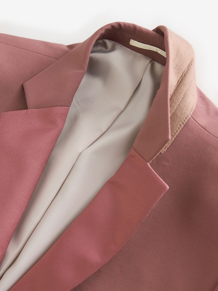 Pink Slim Fit Tuxedo Suit Jacket - Image 8 of 11