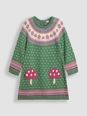 JoJo Maman Bébé Green Toadstool FairIsle Pattern Knitted Dress - Image 1 of 3