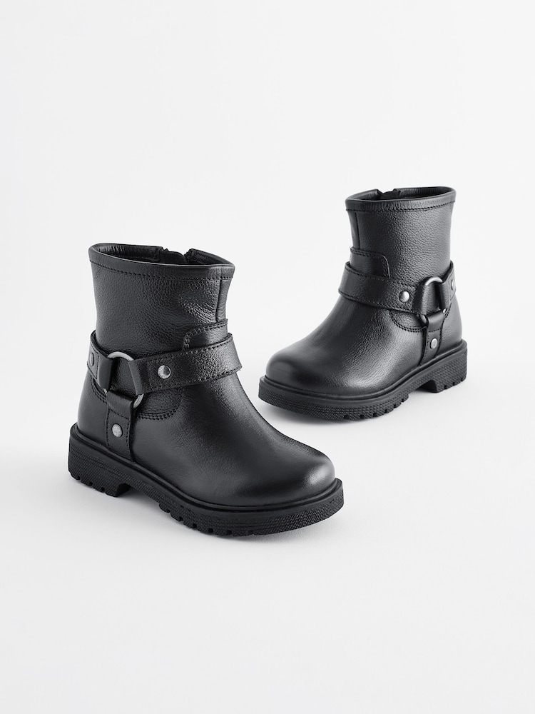 Black Leather Biker Boots - Image 1 of 5