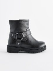 Black Leather Biker Boots - Image 2 of 5