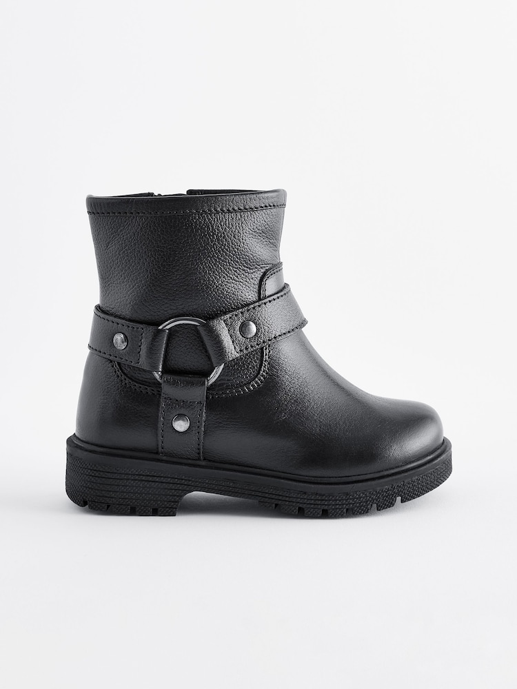 Black Leather Biker Boots - Image 2 of 5 Black Leather Biker Boots - Image 2 of 5