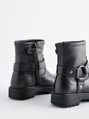 Black Leather Biker Boots - Image 3 of 5