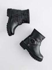 Black Leather Biker Boots - Image 5 of 5