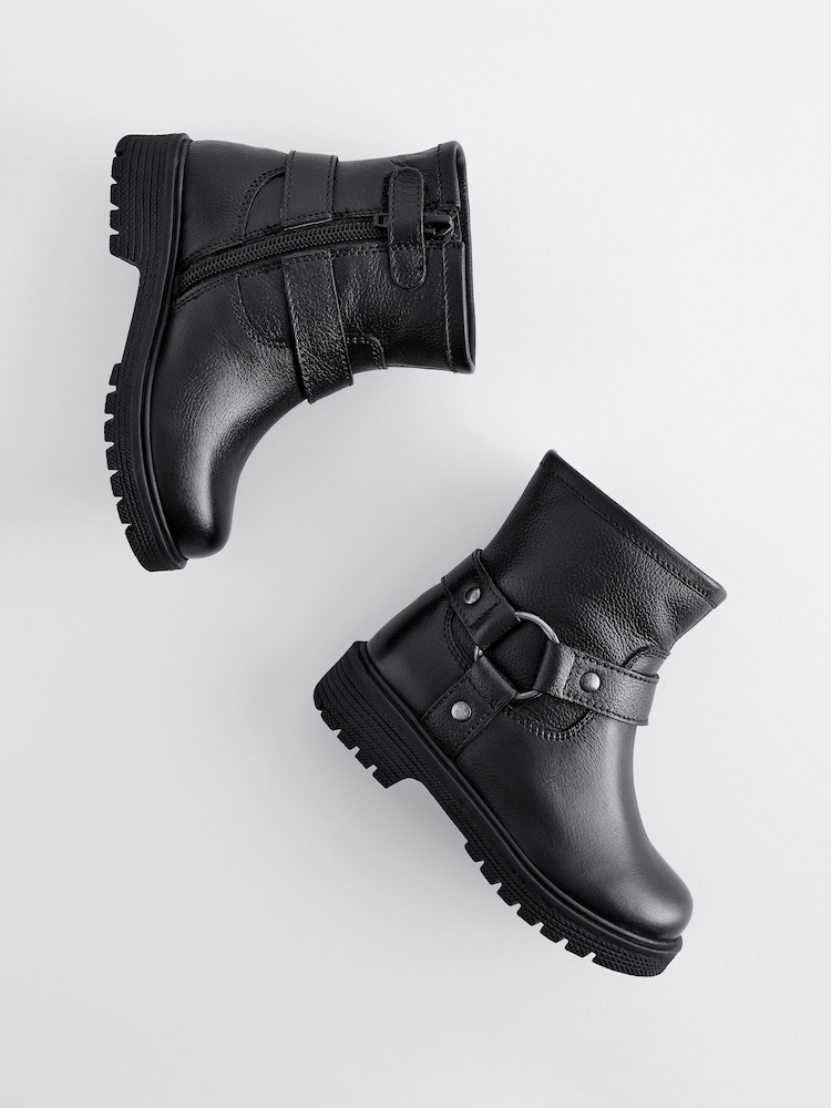 Black Leather Biker Boots - Image 5 of 5