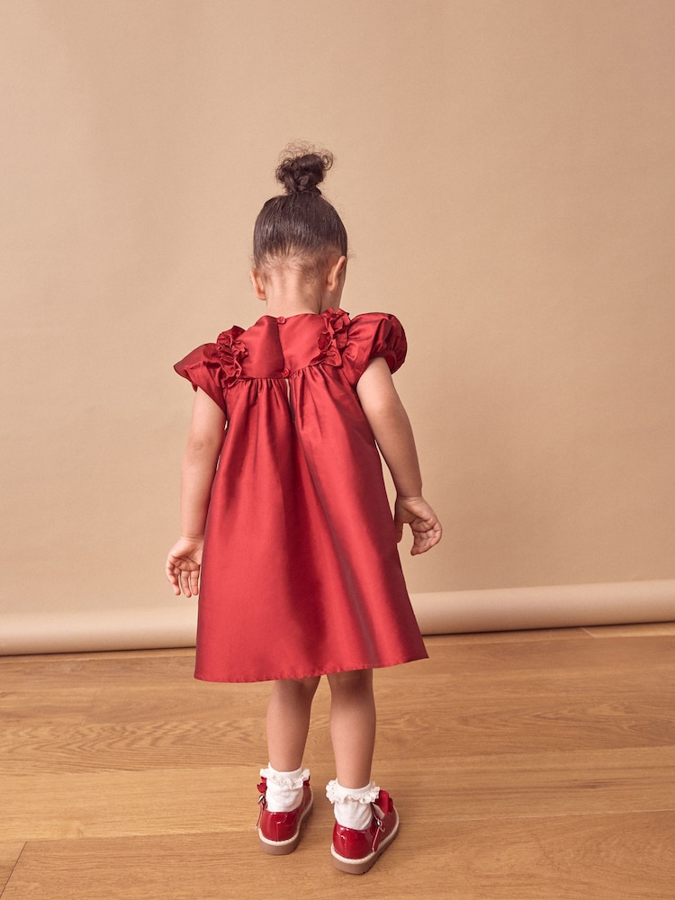 Red Taffeta Ruffle Party Dress (3mths-8yrs) - Image 3 of 7