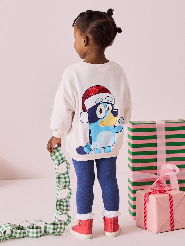 Cream Bluey Christmas Sweatshirt and Leggings Set (3mths-7yrs) - Image 1 of 9