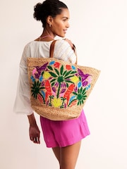 Boden Natural Embroidered Basket Bag - Image 1 of 4