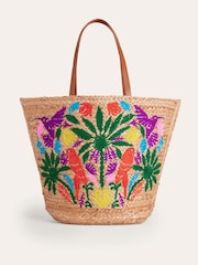 Boden Natural Embroidered Basket Bag - Image 2 of 4