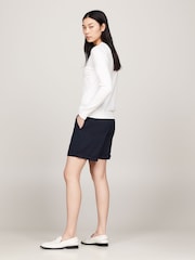 Tommy Hilfiger White Jersey Stitch V-Neck Dress - Image 2 of 4