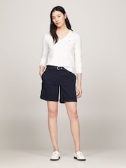 Tommy Hilfiger White Jersey Stitch V-Neck Dress - Image 3 of 4