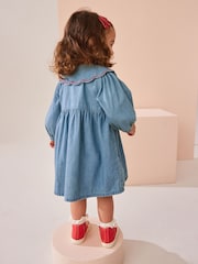 Blue Denim Cherry Embroidered Collar Dress (3mths-8yrs) - Image 3 of 7