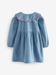 Blue Denim Cherry Embroidered Collar Dress (3mths-8yrs) - Image 6 of 7
