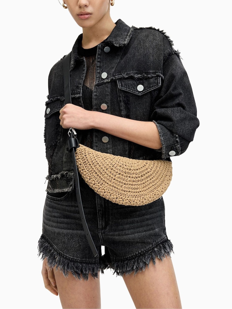 AllSaints Natural Half Moon Knot Cross-Body Bag - Image 1 of 6