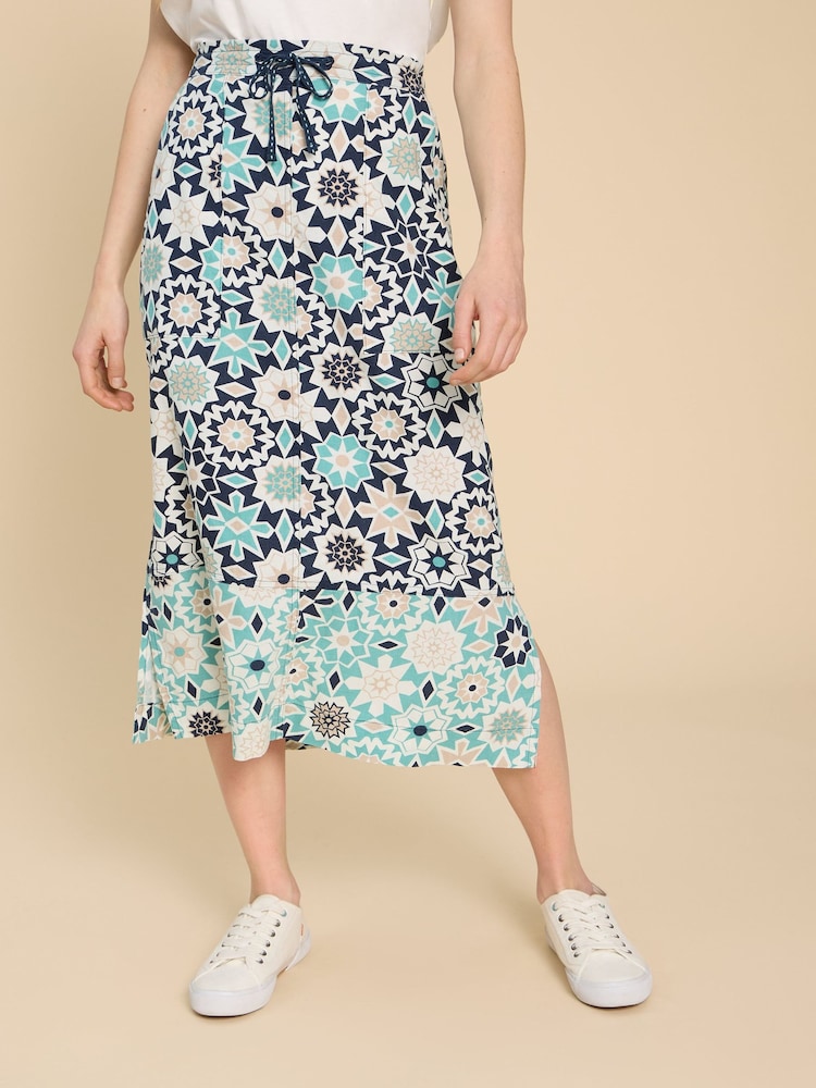 White Stuff Blue Elle Linen Blend Skirt - Image 1 of 6