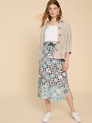 White Stuff Blue Elle Linen Blend Skirt - Image 3 of 6