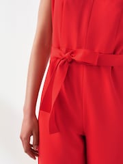VILA Red Tie Waist Smart Jumpsuit - Image 4 of 6