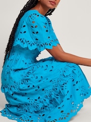 Monsoon Blue 100% Cotton Beatrice Broderie Dress - Image 3 of 5