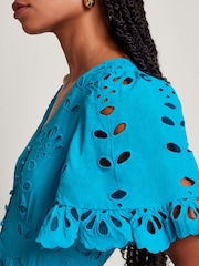 Monsoon Blue 100% Cotton Beatrice Broderie Dress - Image 4 of 5