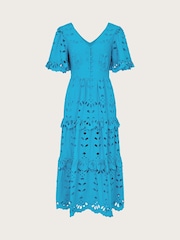 Monsoon Blue 100% Cotton Beatrice Broderie Dress - Image 5 of 5