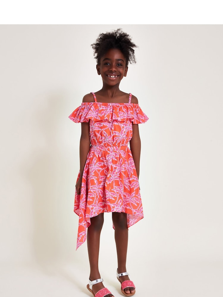 Monsoon Red Palm Print Hanky Hem Two Piece Dress - Image 2 of 4 Monsoon Red Palm Print Hanky Hem Two Piece Dress - Image 2 of 4