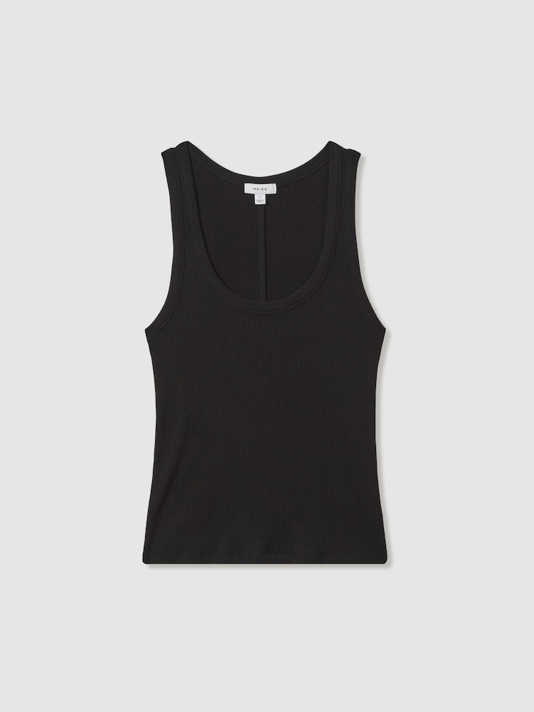 Camiseta sin mangas de mezcla de algodón acanalado Elle de Reiss - Imagen 2 de 6