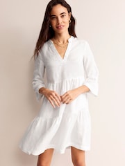 Boden White Sophia 100% Linen Short Dress - Image 4 of 5