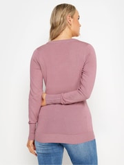 Long Tall Sally Pink V-Neck Lightweight Jumper - Image 3 of 5