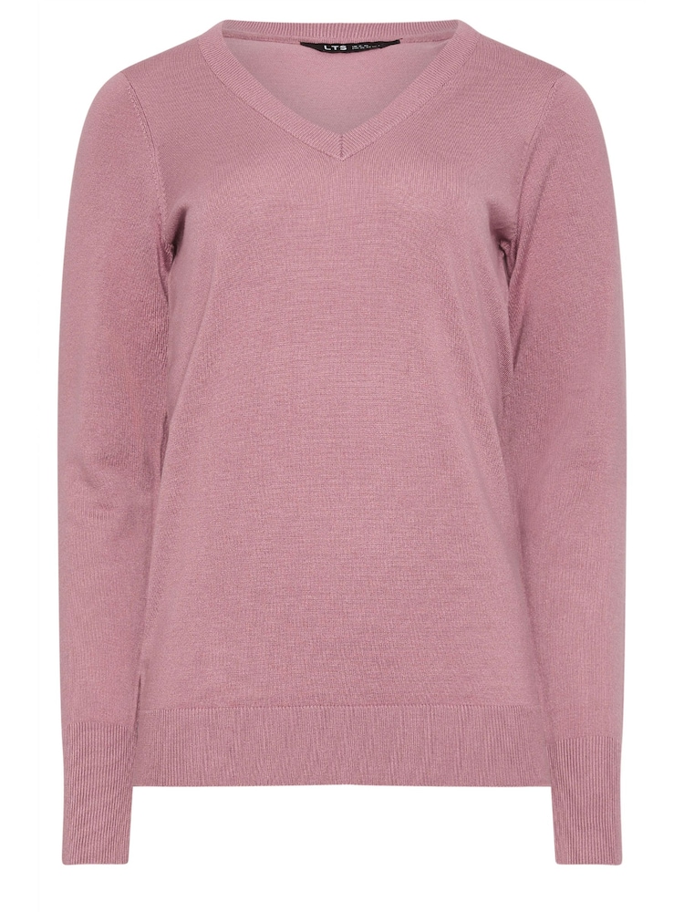 Long Tall Sally Pink V-Neck Lightweight Jumper - Image 5 of 5