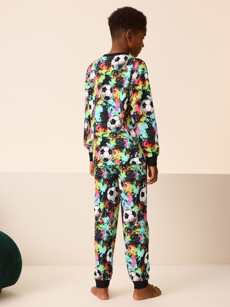 Multi Bright Football Single 100% Cotton Pyjamas (3-16yrs) - Image 2 of 7