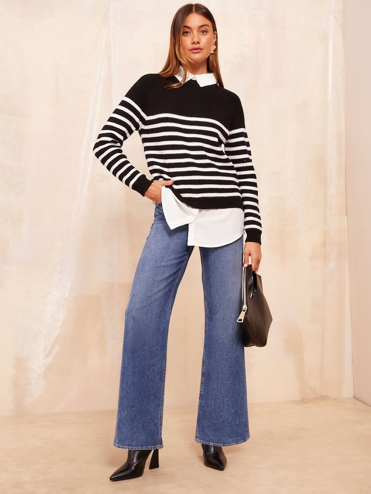 Friends Like These Black 2 in 1 Knitted Jumper - Image 2 of 4