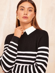 Friends Like These Black 2 in 1 Knitted Jumper - Image 3 of 4