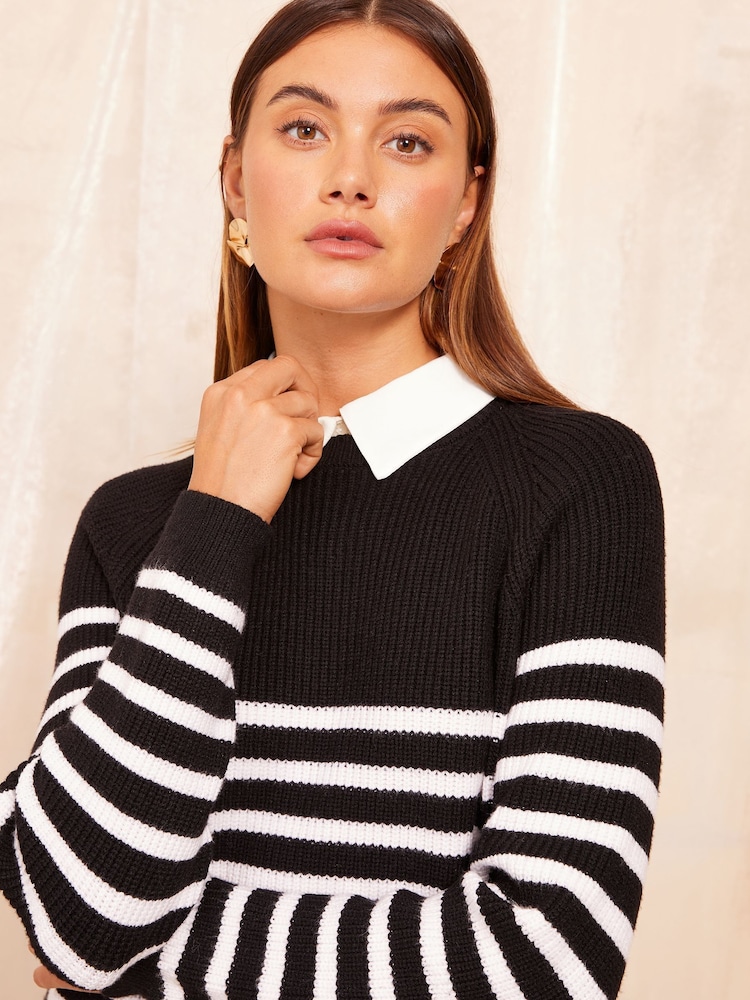 Friends Like These Black 2 in 1 Knitted Jumper - Image 3 of 4