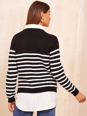 Friends Like These Black 2 in 1 Knitted Jumper - Image 4 of 4