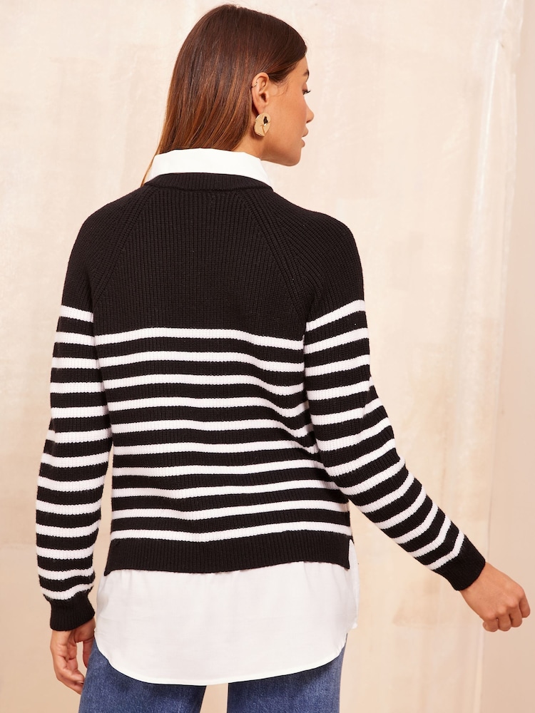 Friends Like These Black 2 in 1 Knitted Jumper - Image 4 of 4 Friends Like These Black 2 in 1 Knitted Jumper - Image 4 of 4