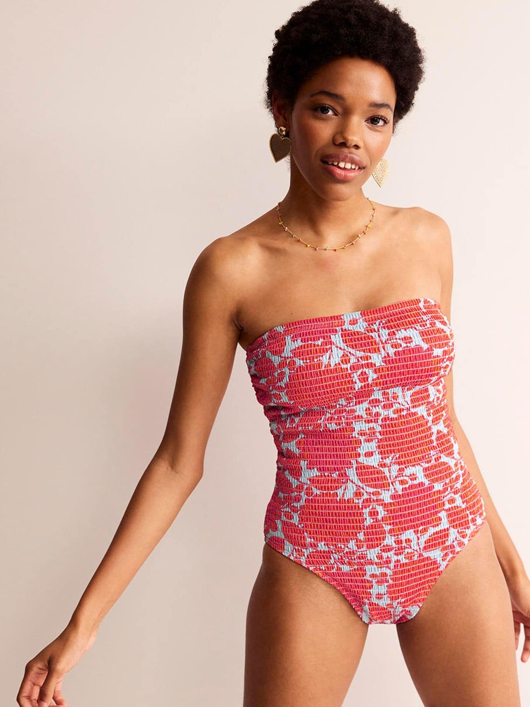 Buy Boden Orange Milos Smocked Bandeau Swimsuit from Next USA