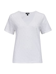 Белый - Pour Moi Niamh Broderie Jersey V-Neck 100% Cotton T-Shirt - Image 3 of 4
