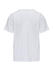Белый - Pour Moi Niamh Broderie Jersey V-Neck 100% Cotton T-Shirt - Image 4 of 4