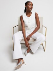 River Island White Fringe Boucle Waistcoat - Image 1 of 5