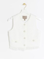 River Island White Fringe Boucle Waistcoat - Image 4 of 5