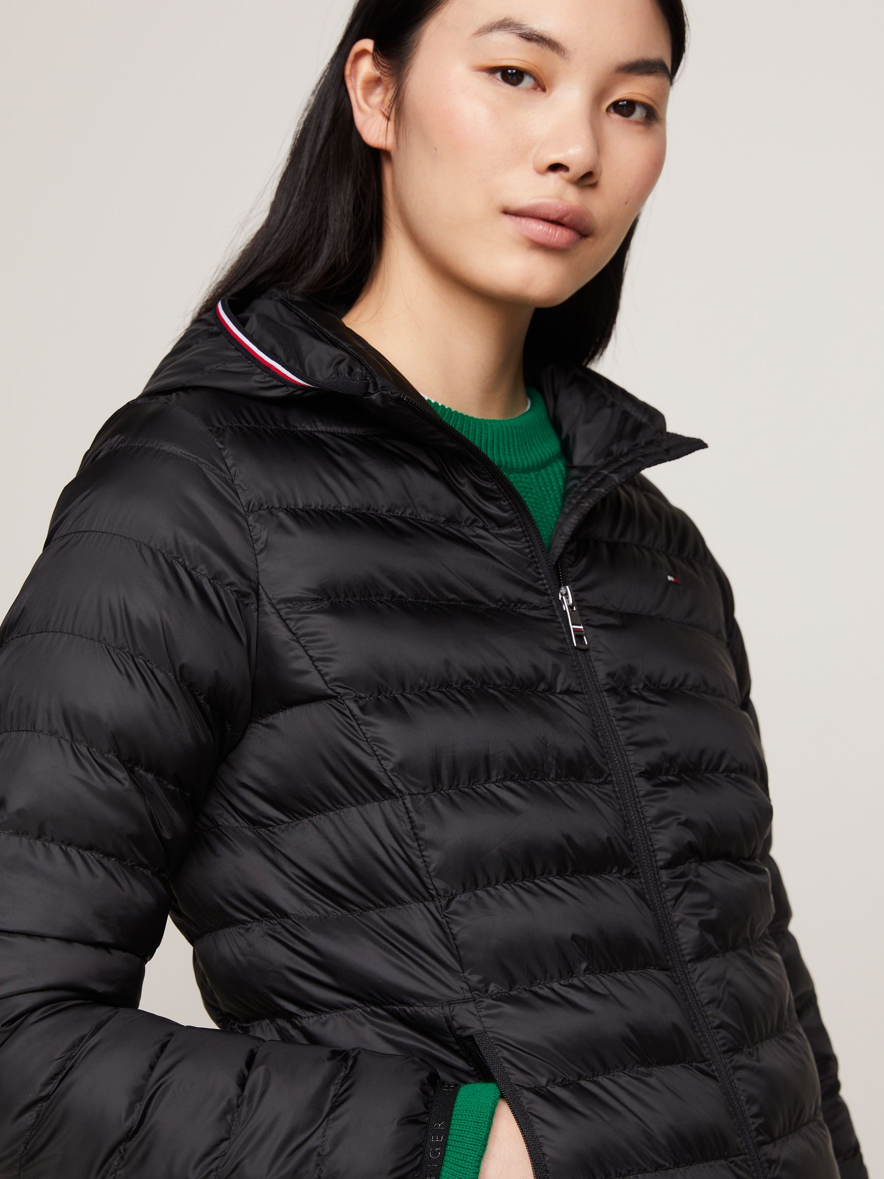 Buy Tommy Hilfiger Denim Black Down-Filled Hooded Zip-Thru Jacket