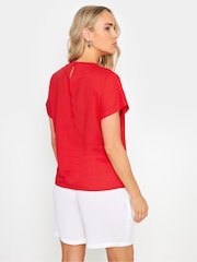 Long Tall Sally Red Dobby Grown On Sleeve Top - Image 3 of 5