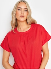 Long Tall Sally Red Dobby Grown On Sleeve Top - Image 4 of 5
