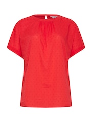 Long Tall Sally Red Dobby Grown On Sleeve Top - Image 5 of 5