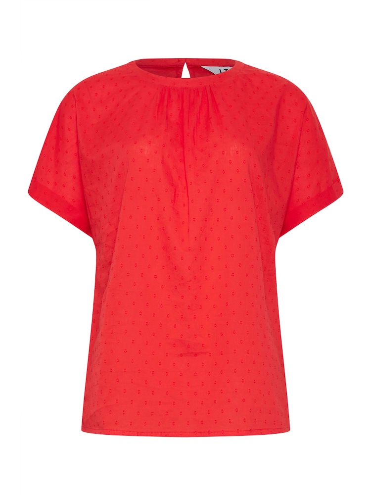 Long Tall Sally Red Dobby Grown On Sleeve Top - Image 5 of 5