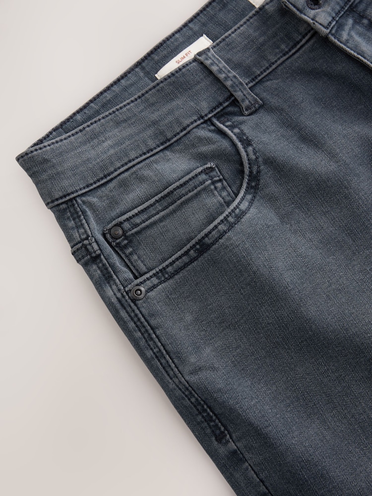 Charcoal Grey Slim Fit Motion Flex Ultra Soft Jeans - Image 9 of 11
