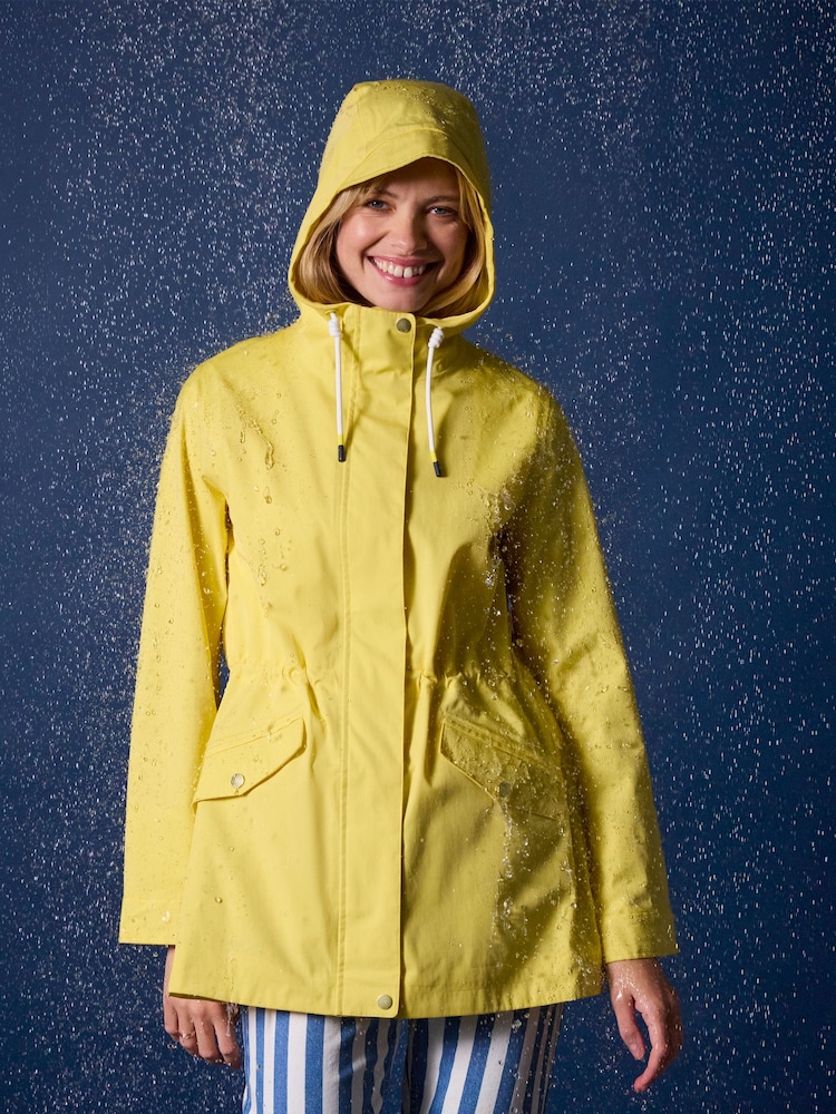 Joules Portwell Yellow Waterproof Raincoat With Hood - Image 1 of 11